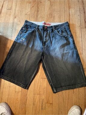 Men's Dark Denim Shorts - Black Wash